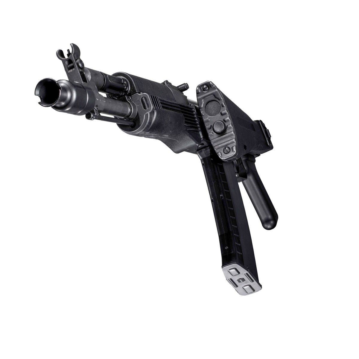 GHK AK105 V3 GBB gas blowback airsoft rifle with authentic 5.45 magazine, magazine well close-up.