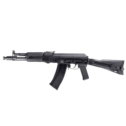 GHK AK105 V3 GBB gas blowback airsoft rifle with folding stock, left side view.